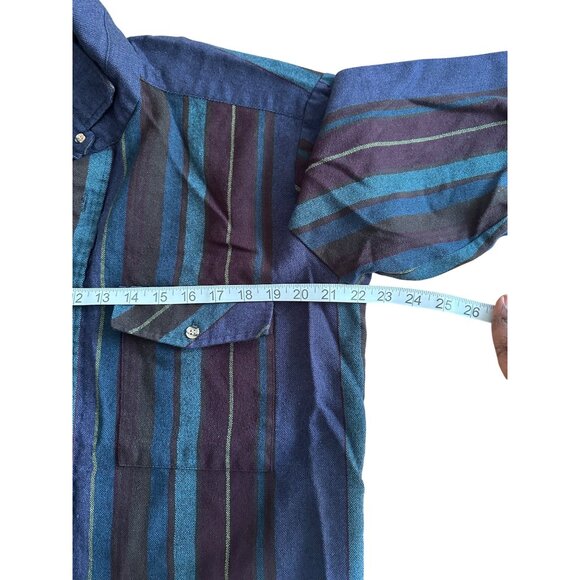 VTG 90s Backpacker Outdoors Striped Long Sleeve Collared Shirt M Pockets - Picture 5 of 10